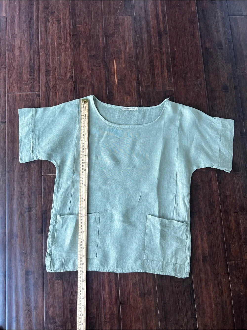 Francesca Bettini Womens Linen Top Small Pocket Boxy Italian Lagenlook Casual - Picture 2 of 7